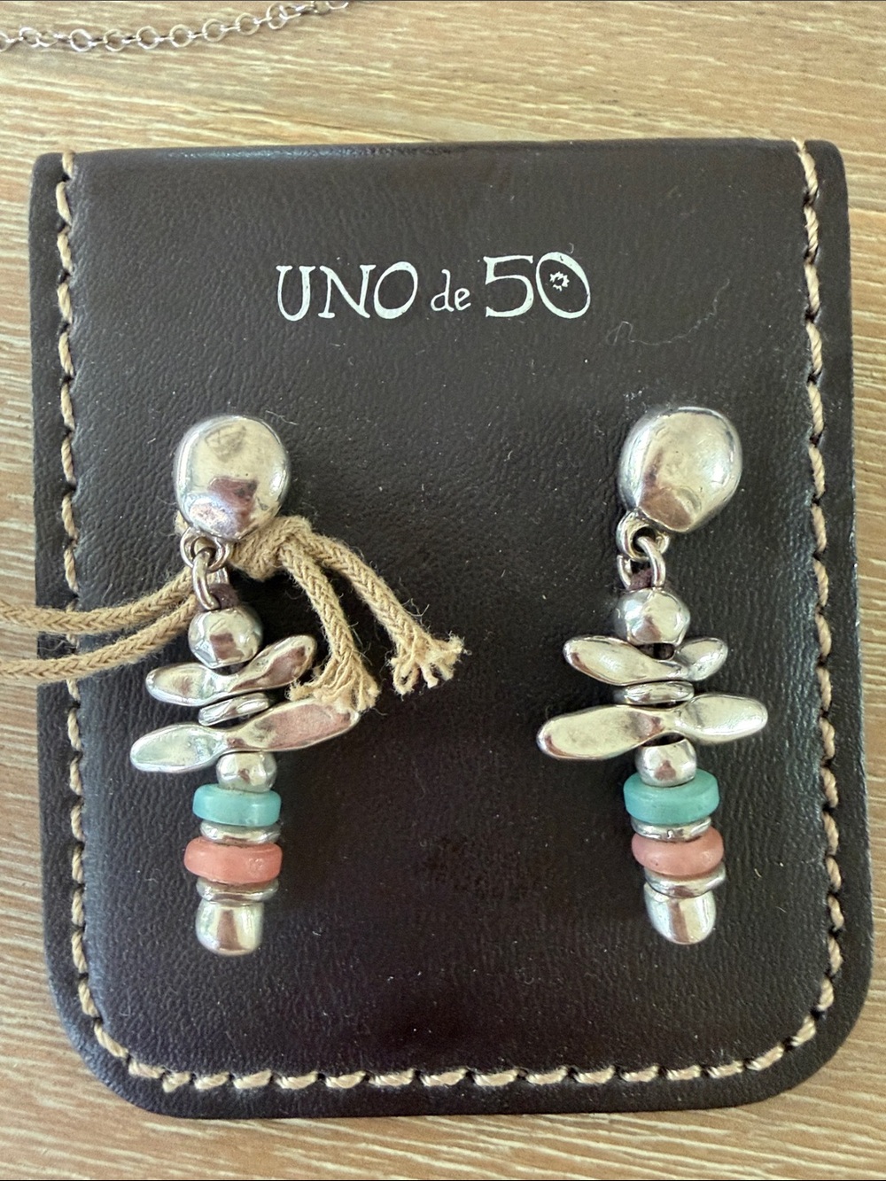 UNO de 50 Silver Dragonfly Drop Earrings with Turquoise and Coral Accents